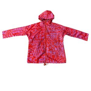 Gorman Lightweight Hooded Rain Jacket Abstract Print Red Purple Women's Size 6